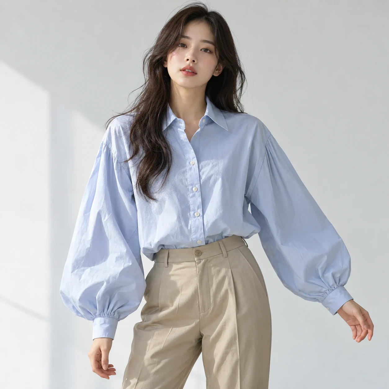 벌룬 슬리브 셔츠